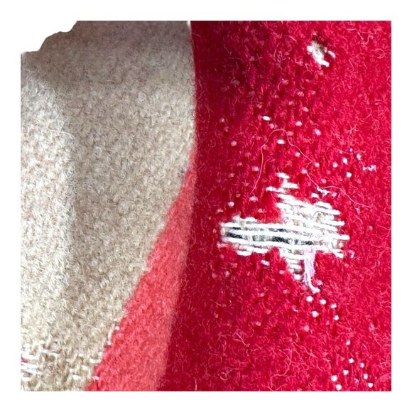 Vintage Hooded Wool Blend Southwest Geometric Aztec Jacket Button Unisex XL READ - Picture 5 of 7